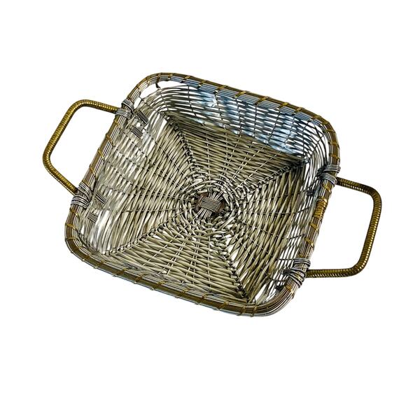 Woven Wire Metal Basket With Handles - Picture 2 of 7